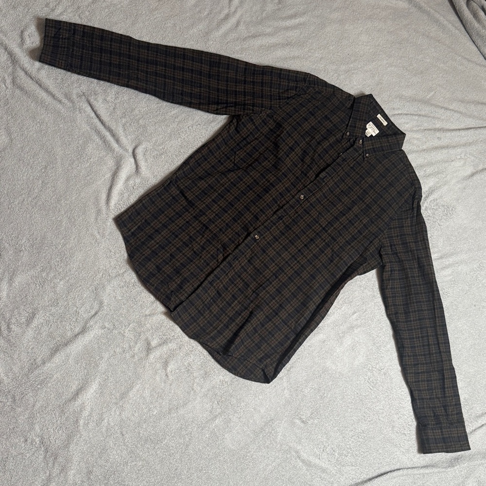 J. Crew Men's Dark Plaid Button Down Shirt